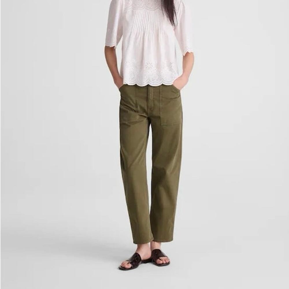 NWT Madewell The Darted Barrel-Leg Stretch Utility Pant In Faded Ivy 23 Short